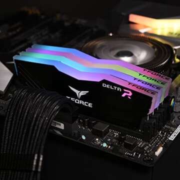 TEAMGROUP T-Force Delta RGB DDR4 32GB (2x16GB) 3600MHz (PC4-28800) CL18 Desktop Gaming Memory Module...