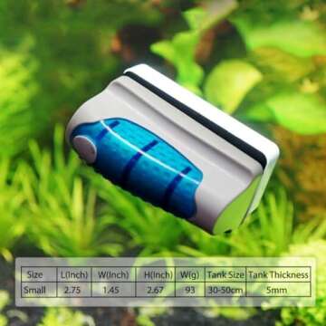JRing Magnet Aquarium Cleaner, Magnetic Algae Scraper for Glass Aquariums Aquatic Algae Cleaning Tool Fish Tank Glass Cleaner (Small)