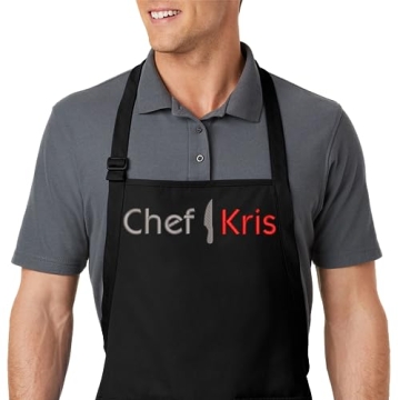 PLACE4PRINT Embroidered Chef Apron with Custom Name a Great Gift Adult Premium Quality Add a Name Ap...