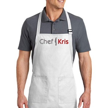 PLACE4PRINT Embroidered Chef Apron with Custom Name a Great Gift Adult Premium Quality Add a Name Apron for Men and Women - Cooking Gift