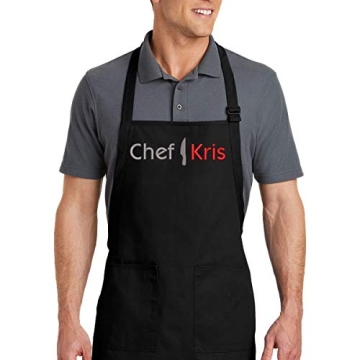 PLACE4PRINT Embroidered Chef Apron with Custom Name a Great Gift Adult Premium Quality Add a Name Apron for Men and Women - Cooking Gift