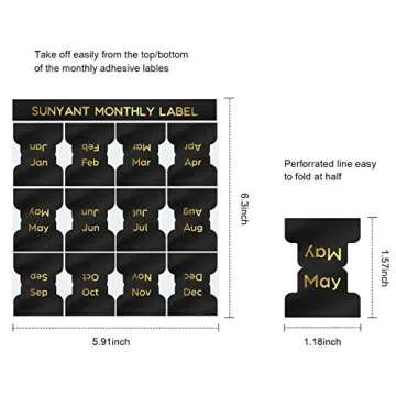48 Pieces Adhesive Tabs Designer Accessories Monthly Tabs Planner Stickers Decorative Monthly Index Tab for Office Study Planners Organizations (Black)