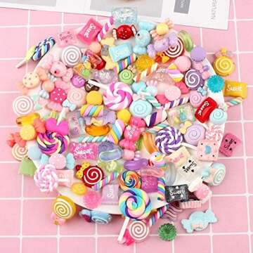 120 Pcs Slime Charms Mixed Candy Sweets Resin Flatback Slime Beads Making Supplies for DIY Scrapbook...