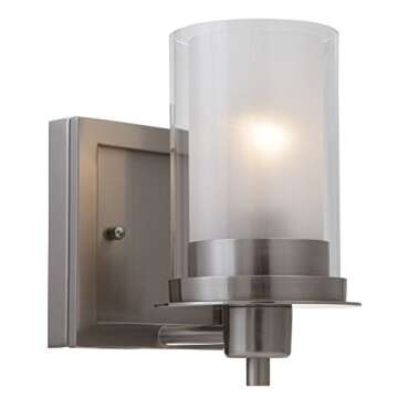Designers Impressions Juno Satin Nickel 1 Light Wall Sconce with Glass