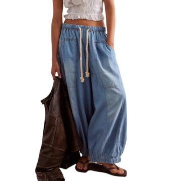 Kedera Women's Stylish Wide Leg Baggy Jeans with Deep Pockets