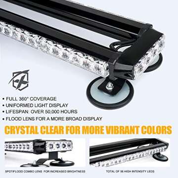 Xprite Amber LED Rooftop Strobe Flashing Light Bar 26" Double Side High Visibility Emergency Hazard ...