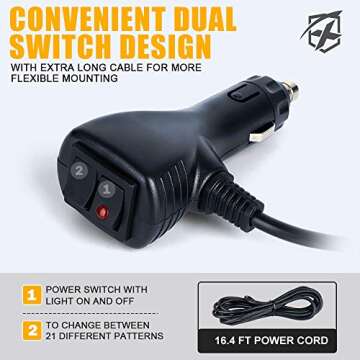 Xprite Amber LED Rooftop Strobe Flashing Light Bar 26" Double Side High Visibility Emergency Hazard Warning Beacon Lights w/Magnetic Base for Safety Construction Vehicles Tow Trucks Pickup Snowplow