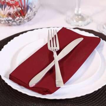 Utopia Home Red Cloth Napkins (12 Pack, 18x18 Inches), Ideal Dinner Napkins for Party, Wedding and Lunch/Dinner