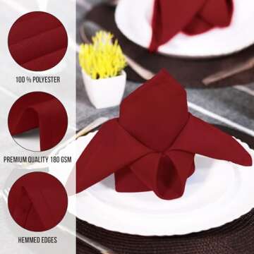 Utopia Home Red Cloth Napkins (12 Pack, 18x18 Inches), Ideal Dinner Napkins for Party, Wedding and Lunch/Dinner
