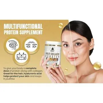 MO4T Multi Collagen Booster Powder – Extra Strength Collagen Supplement with Added Keratin, Biotin, Hyaluronic Acid, Vitamin C & Silica – Complete Doses of Extra Nutrients for Hair Nail & Skin–