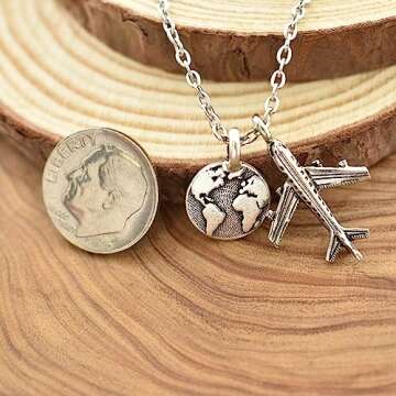 World Traveler Necklace. Gift for Pilot. Flight Attendant. Travel Lover.