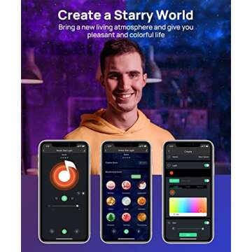 Galaxy Projector Star Projector, Christmas Room Decor Light for Kids and Adults, Smart Night Light for Bedroom with Bluetooth Speaker, APP Control, Remote Control