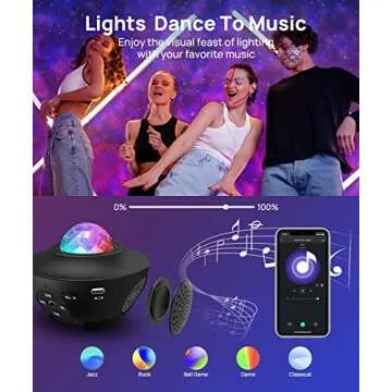 Galaxy Projector Star Projector, Christmas Room Decor Light for Kids and Adults, Smart Night Light for Bedroom with Bluetooth Speaker, APP Control, Remote Control