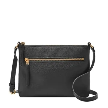 Fossil Women's Fiona Leather Small Crossbody Purse Handbag, Black - Stylish & Functional