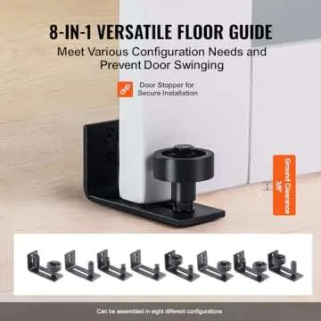 VEVOR 36x84 Inch Glass Barn Door with 6.6ft Sliding Door Hardware Kit Included, 5 Frosted Glass, Water-Proof & Scratch-Resistant Solid Wood, Pre Drilled Easy Assembly with Handle & Floor Guide, White