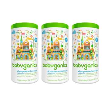BabyGanics All-Purpose Surface Wipes - 75 Count (Pack of 3) - Unscented, Non-Toxic Cleaning Solution...