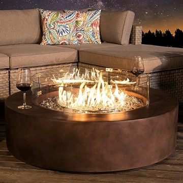 COSIEST Outdoor Propane Fire Pit Coffee Table w Dark Bronze 40.5-inch Round Base Patio Heater, 50,00...