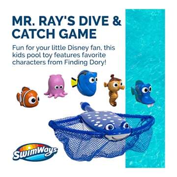 SwimWays Disney Finding Dory Mr. Ray's Dive and Catch Game, Bath Toys and Pool Party Supplies for Kids Ages 5 and Up