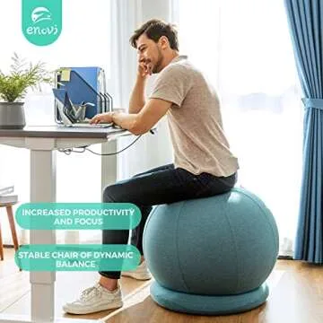 ENOVI ProBalanceΩ Yoga Ball Chair, Exercise Ball with Slipcover and Base for Office and Home, Birthing and Pregnancy, 65cm, WB