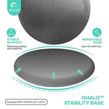 ENOVI ProBalanceΩ Yoga Ball Chair, Exercise Ball with Slipcover and Base for Office and Home, Birthing and Pregnancy, 65cm, WB