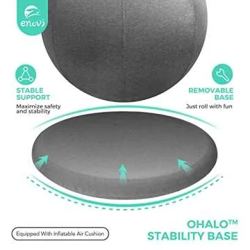 ENOVI ProBalanceΩ Yoga Ball Chair, Exercise Ball with Slipcover and Base for Office and Home, Birthing and Pregnancy, 65cm, WB