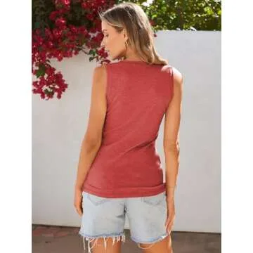 SUNBS 3 Pack Women Tank Tops Ribbed Summer Casual Sleeveless Basic Cami Top Trendy Slim Henley Button Down Blouses 2025 Grey White Red L