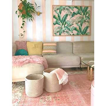 OrganiHaus Woven Baskets for Plants Indoor Covers, 12 & 10 inch Plant Pots, Cachepot Decorative Floor Planter Basket, Woven Plant Baskets Indoor, Jute Basket Planters, Pot for Indoor Tree, Brown