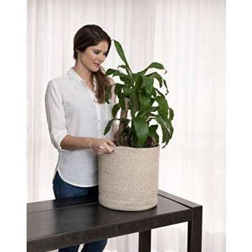 OrganiHaus Woven Baskets for Plants Indoor Covers, 12 & 10 inch Plant Pots, Cachepot Decorative Floor Planter Basket, Woven Plant Baskets Indoor, Jute Basket Planters, Pot for Indoor Tree, Brown