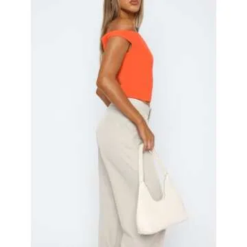 ForeFair Womens Off Shoulder Tops Sleeveless Going Out Crop Tank Tops Slim Fitted Shirts Summer Outfits Y2K Cute Tops(S,Orange)