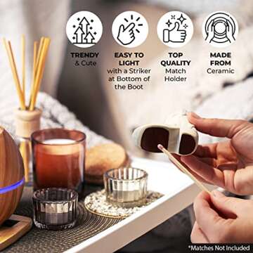 Cowboy Boot Match Holder - Match Holder with Striker - Bathroom Match Holder - Cowboy Boot Decor Cow...