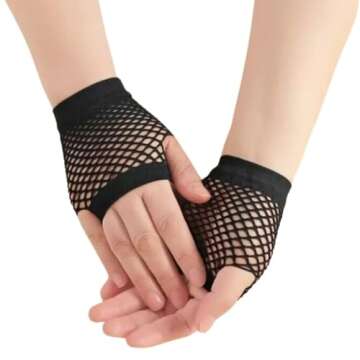 80's Punk Black Fishnet Fingerless Gloves for Parties