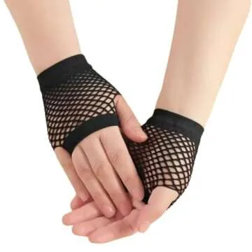 80's Punk Black Fishnet Fingerless Gloves for Parties