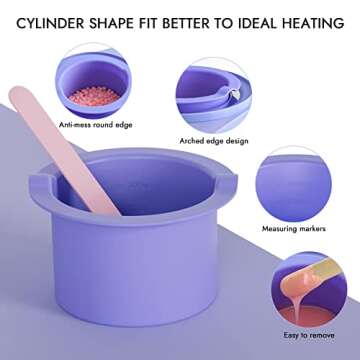 Removable Silicone Wax Warmer Liner Pot and Microwave-Safe Waxing Replacement Bowls - Easy to Clean and Reuse, 14oz Capacity, 3-Pack Non-Stick Containers