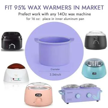 Removable Silicone Wax Warmer Liner Pot and Microwave-Safe Waxing Replacement Bowls - Easy to Clean and Reuse, 14oz Capacity, 3-Pack Non-Stick Containers