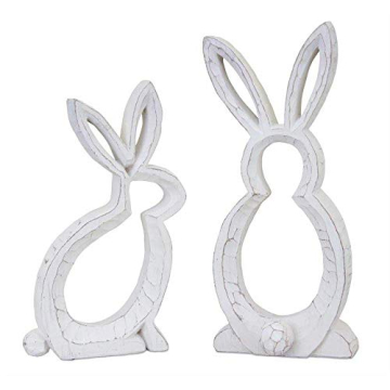 Melrose 82240 Bunny Outline Figurine, Set of 2, 10-inch Height, White