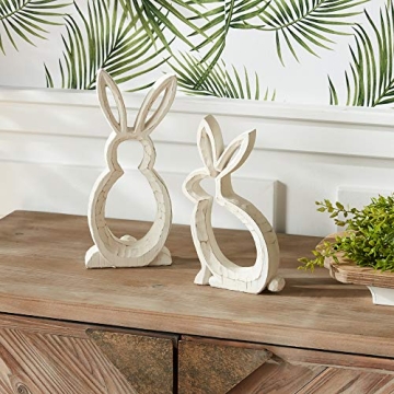 Melrose 82240 Bunny Outline Figurine, Set of 2, 10-inch Height, White