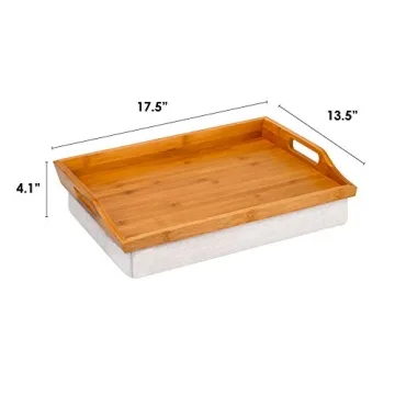 ROSSIE Home Bamboo Lap Desk with Cushion - 15.6 Inch