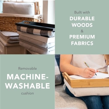 ROSSIE Home Bamboo Lap Desk with Cushion - 15.6 Inch