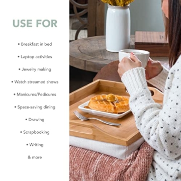 ROSSIE Home Bamboo Lap Desk with Cushion - 15.6 Inch