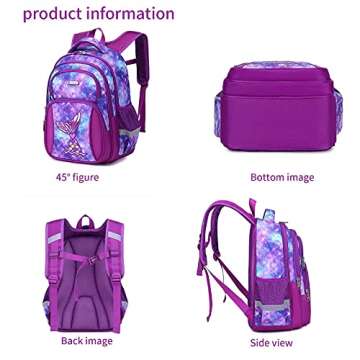 Kids Backpack for Girls Preschool Elementary Kindergarten Mermaid School Bag 15.6″ Multifunctional Cute Large Capacity
