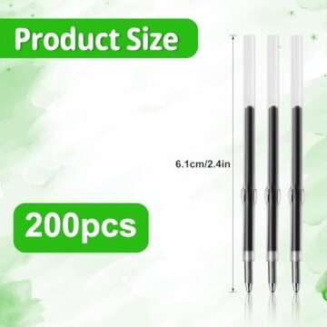 200pcs Beadable Pens Refills, 1.0mm Black Ink Ballpoint Pen Refills Replaceable Refill for Plastic B...