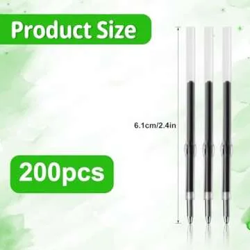200pcs Beadable Pens Refills, 1.0mm Black Ink Ballpoint Pen Refills Replaceable Refill for Plastic B...