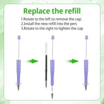 200pcs Beadable Pens Refills, 1.0mm Black Ink Ballpoint Pen Refills Replaceable Refill for Plastic Bead Pen Student Teacher Gift School Office Supplies