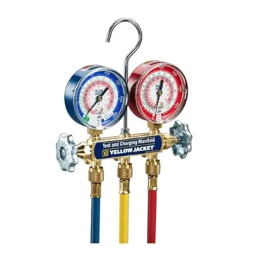 YELLOW JACKET 42004 Series 41 Manifold with 3-1/8" Gauges with Hoses