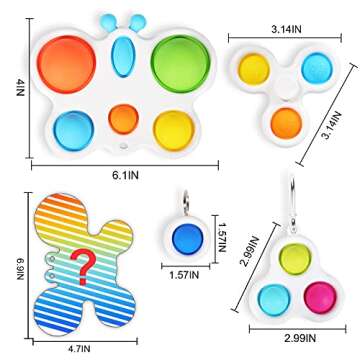 Arme 5 Pcs Fidget Toy Pop Fidget Toy Mini Stress Relief Hand Toys，Fidget Toy Push Pop Anxiety Stress Reliever Office Desk Toy for Kids Adults…