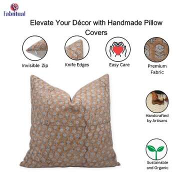 Fabritual Vintage Floral Linen Pillow Covers for Home Decor