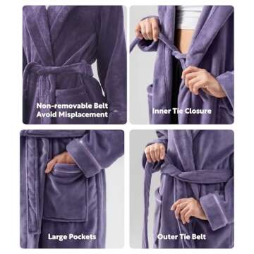 DAVID ARCHY Womens Robe with Hood Super Warm Winter Plush Fleece Soft Robes for Women Fluffy Full Length
