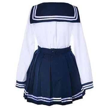 Japanese School Uniform Sailor Blue Skirt with Socks Set