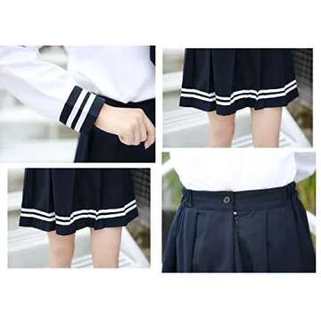 Japanese School Uniform Sailor Blue Skirt with Socks Set