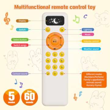 Jovow Baby TV Remote Toy Set,Realistic Play TV Remote Control with Adjustable Music Sound,Infant Ear...